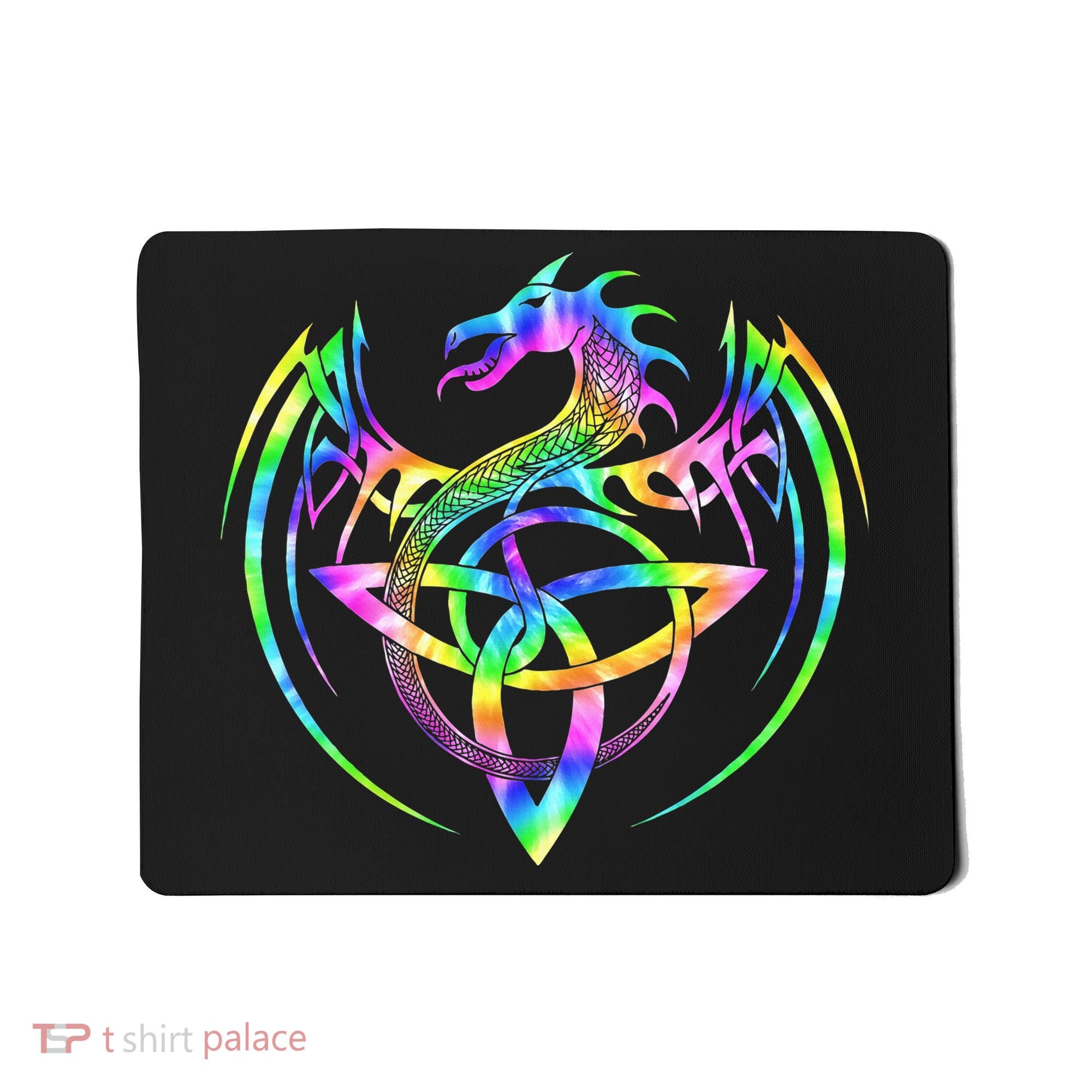 Tie Dye Tribal Celtic Knot Fantasy Dragon Mousepad