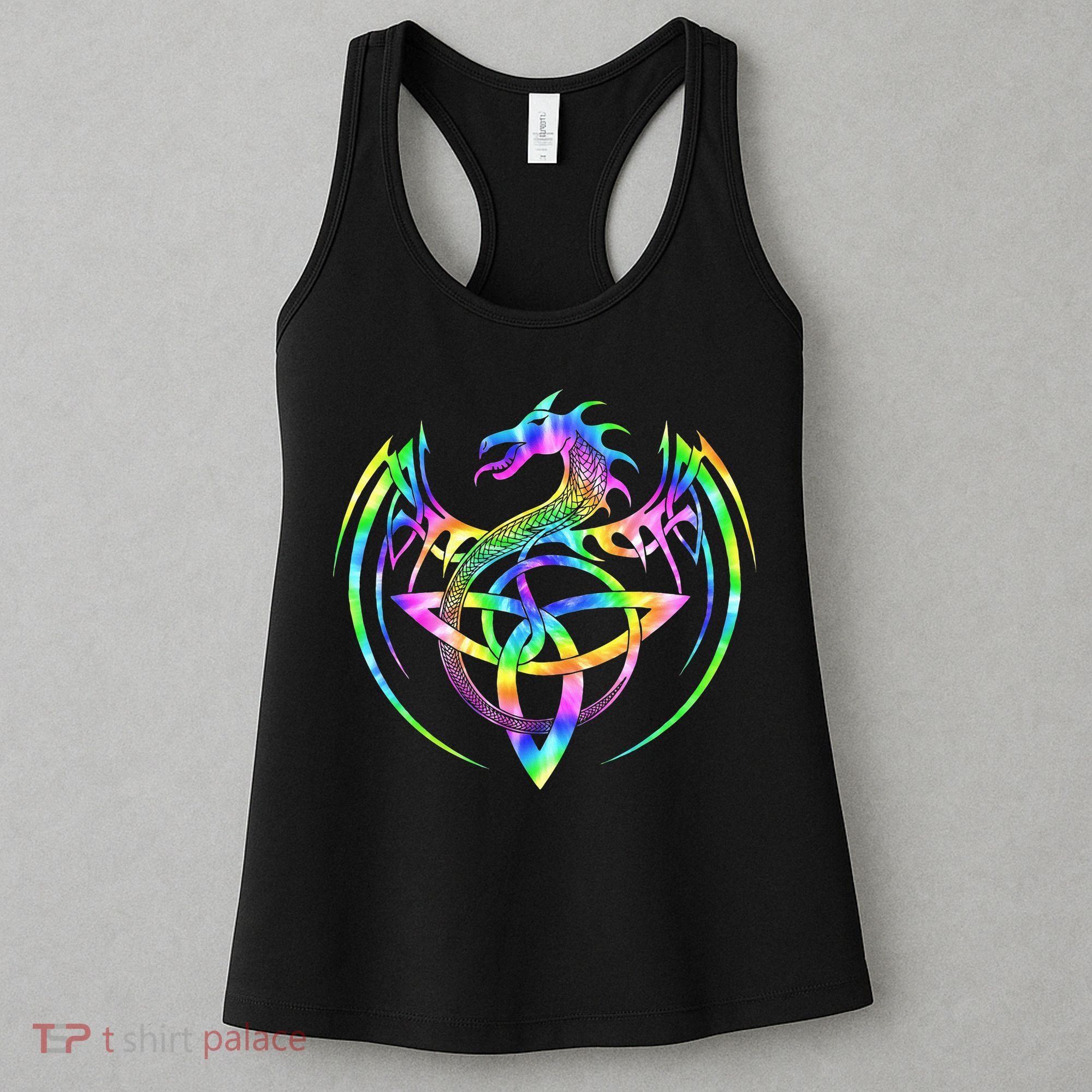 Tie Dye Tribal Celtic Knot Fantasy Dragon Women's Tank Top