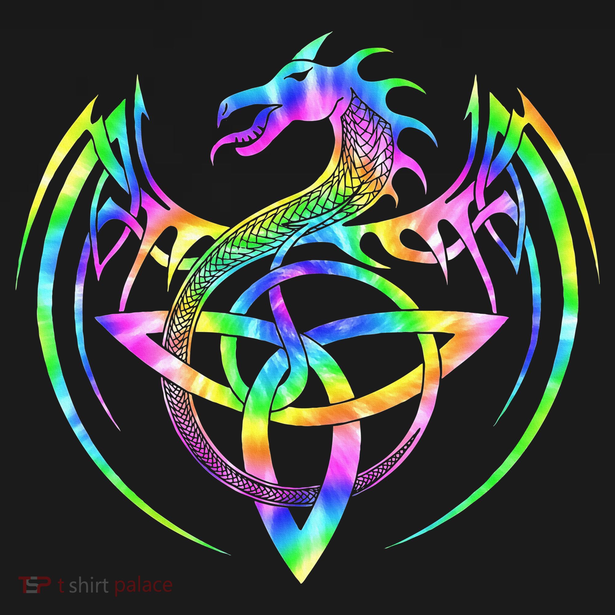Tie Dye Tribal Celtic Knot Fantasy Dragon Women's Tank Top