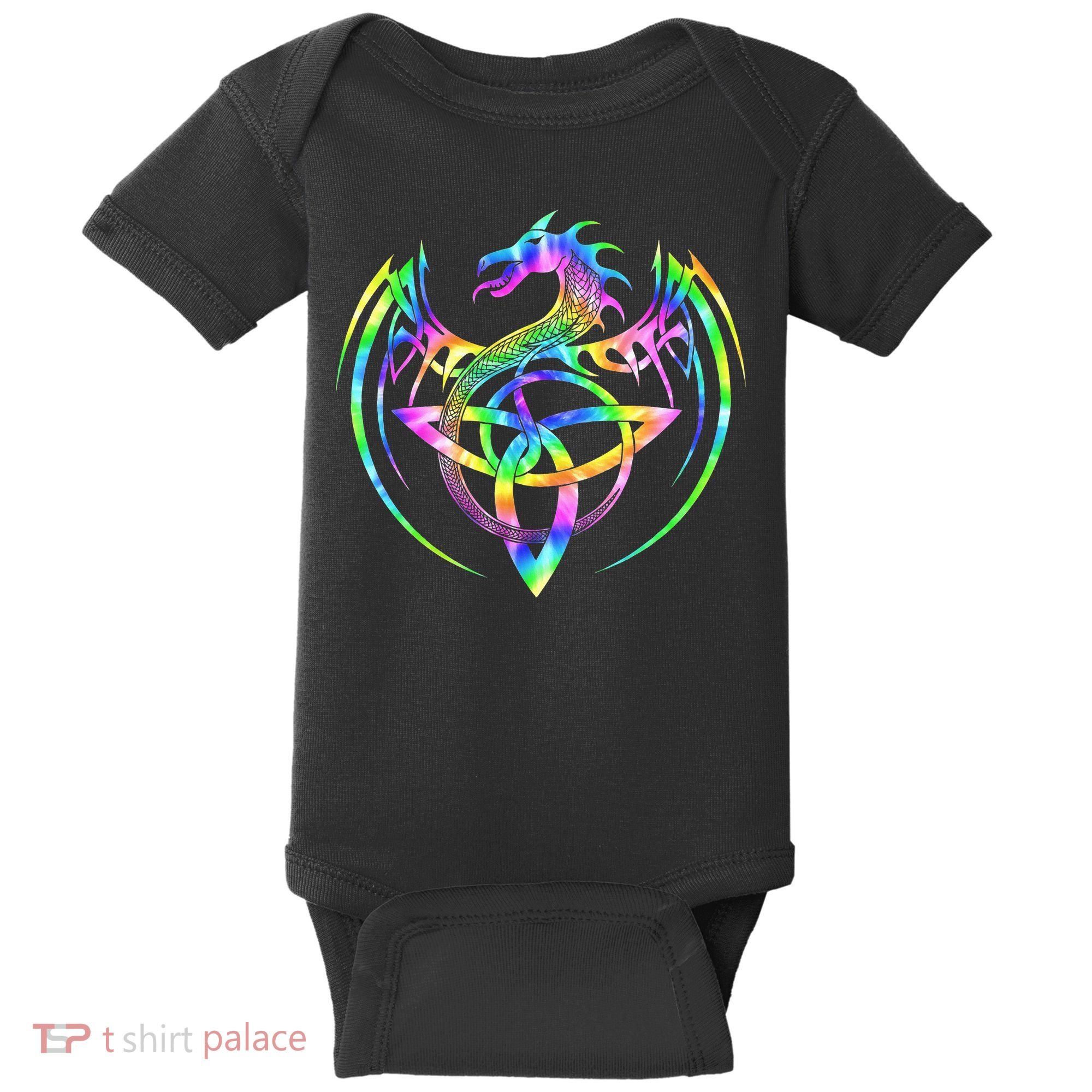 Tie Dye Tribal Celtic Knot Fantasy Dragon Baby Bodysuit