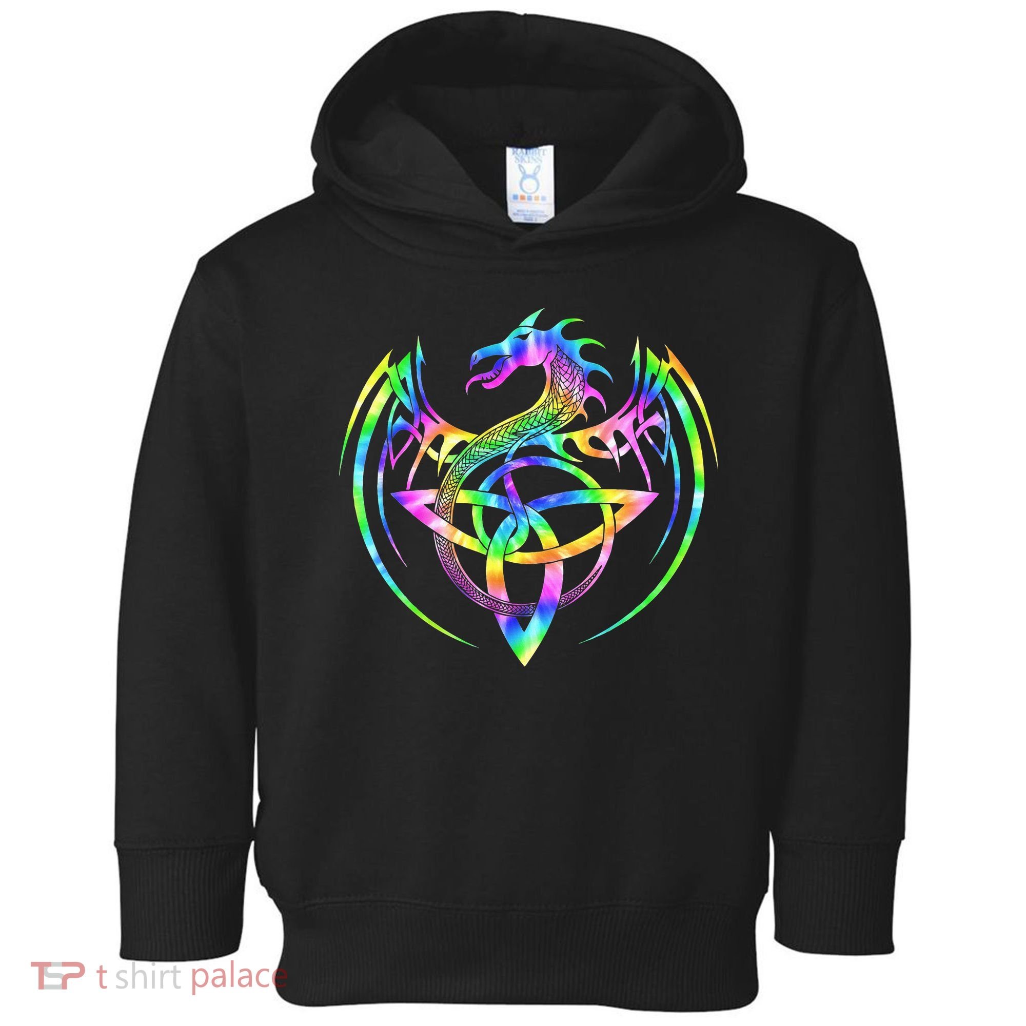 Tie Dye Tribal Celtic Knot Fantasy Dragon Toddler Hoodie