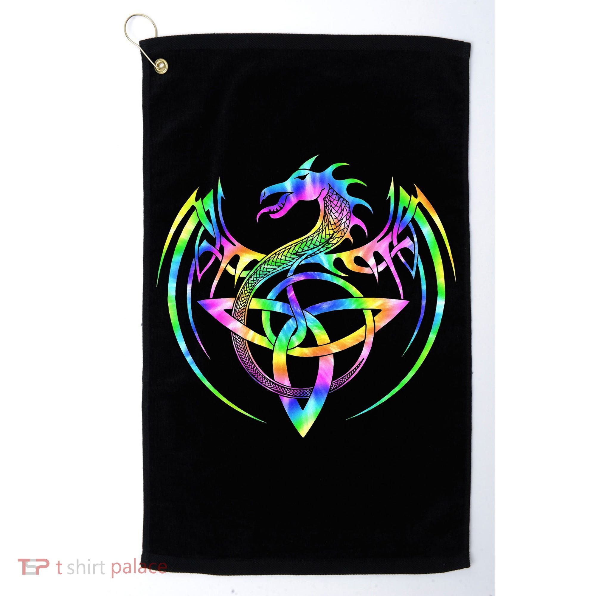 Tie Dye Tribal Celtic Knot Fantasy Dragon Golf Towel