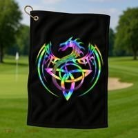 Tie Dye Tribal Celtic Knot Fantasy Dragon Golf Towel thumb 1