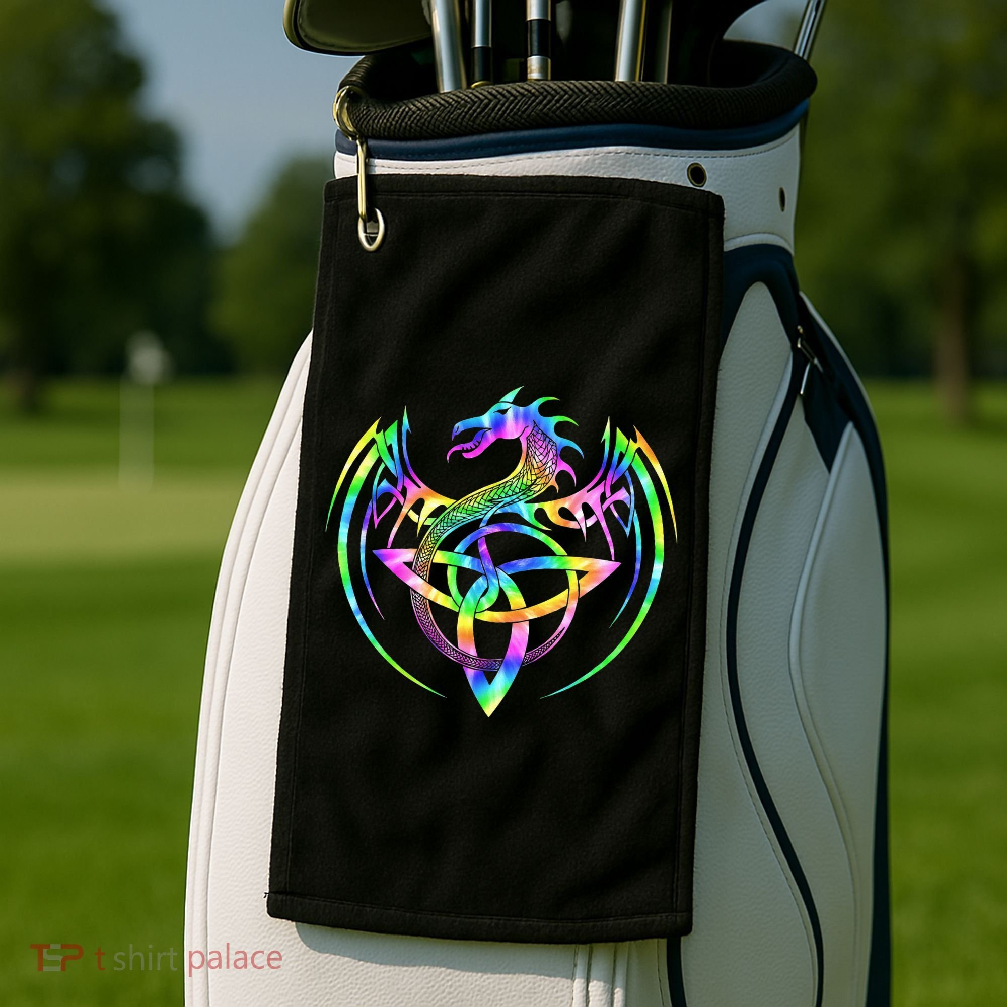 Tie Dye Tribal Celtic Knot Fantasy Dragon Golf Towel