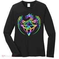 Tie Dye Tribal Celtic Knot Fantasy Dragon Women's Long Sleeve Shirt thumb 0