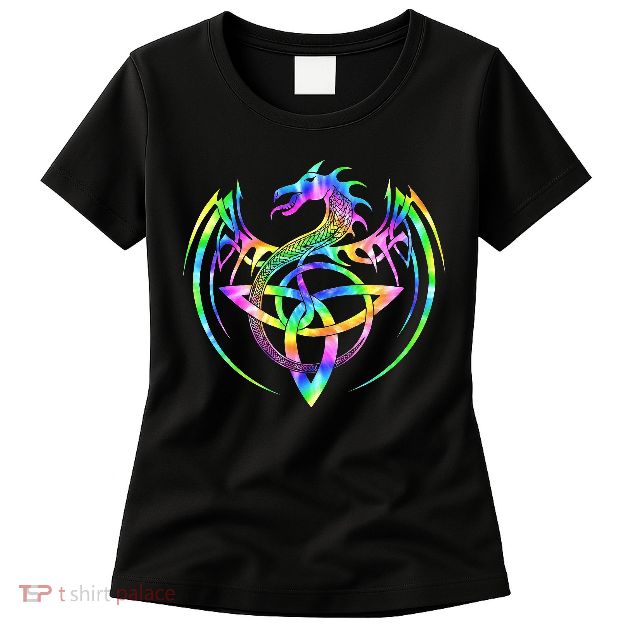 Tie Dye Tribal Celtic Knot Fantasy Dragon Women's T-Shirt