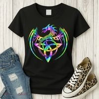 Tie Dye Tribal Celtic Knot Fantasy Dragon Women's T-Shirt thumb 3