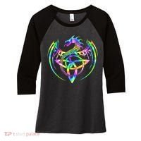 Tie Dye Tribal Celtic Knot Fantasy Dragon Women's Tri-Blend 3/4-Sleeve Raglan Shirt thumb 0