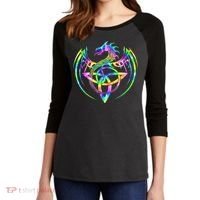 Tie Dye Tribal Celtic Knot Fantasy Dragon Women's Tri-Blend 3/4-Sleeve Raglan Shirt thumb 2