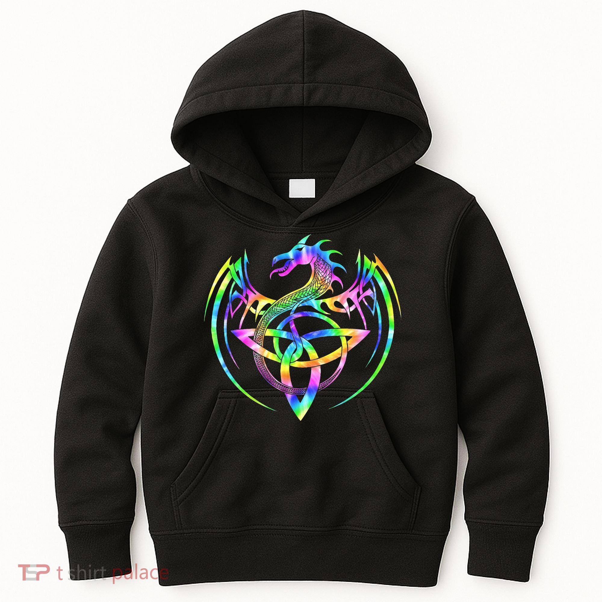 Tie Dye Tribal Celtic Knot Fantasy Dragon Kids Hoodie
