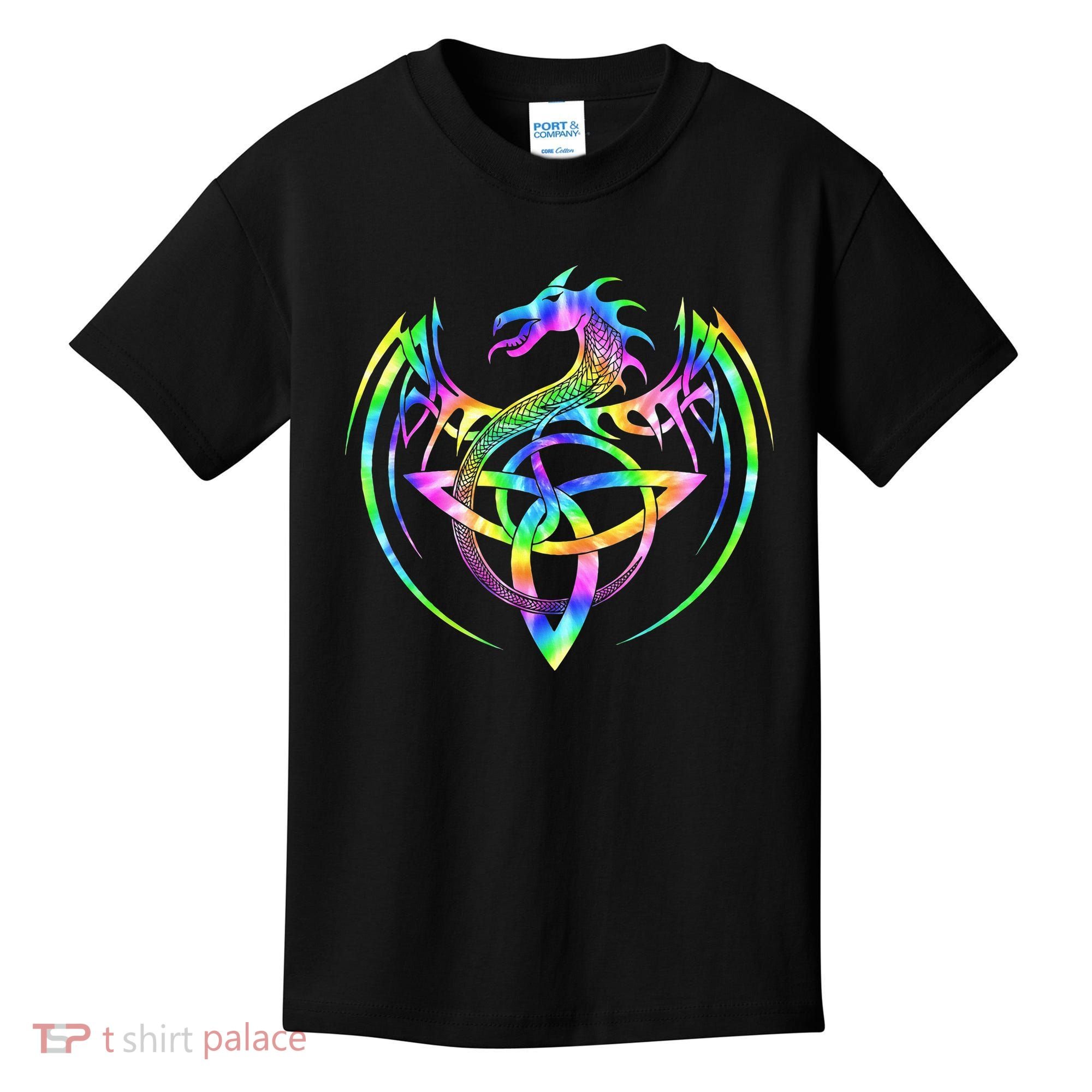 Tie Dye Tribal Celtic Knot Fantasy Dragon Kids T-Shirt