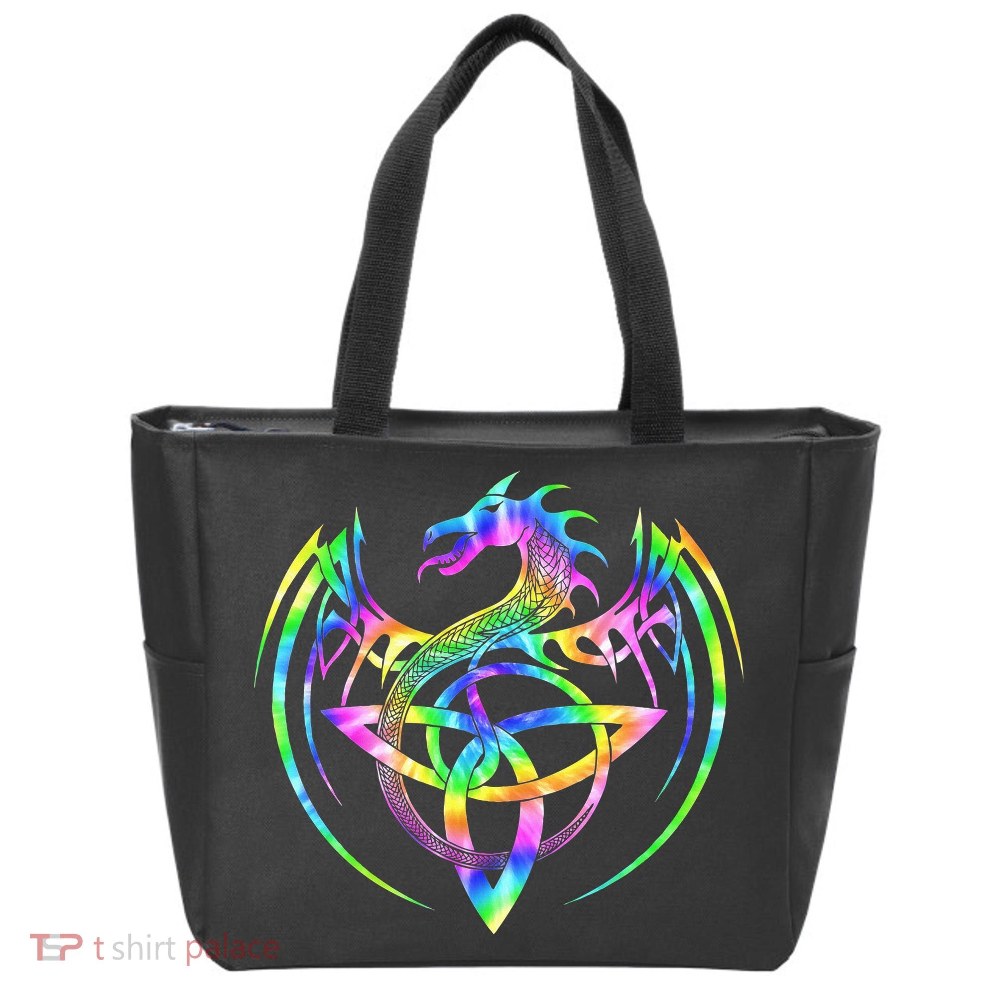 Tie Dye Tribal Celtic Knot Fantasy Dragon Tote Bag