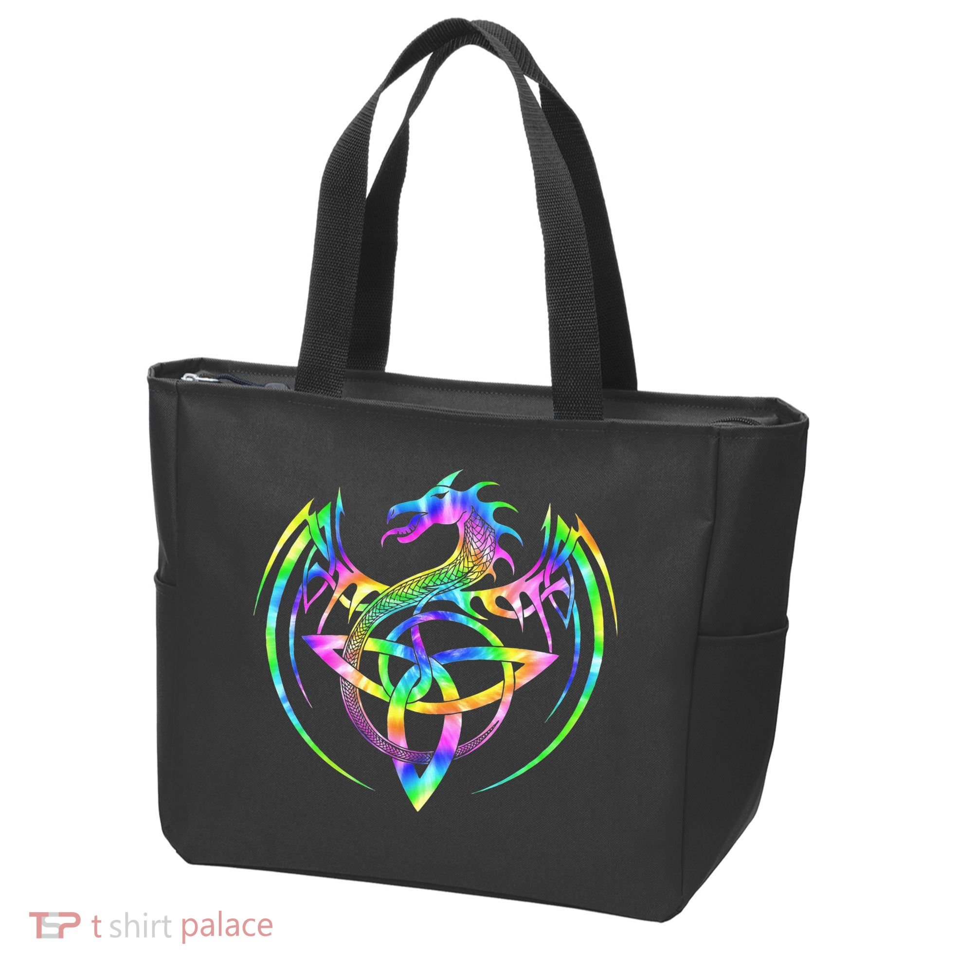Tie Dye Tribal Celtic Knot Fantasy Dragon Tote Bag