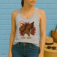 Turkey Dab Thanksgiving Funny Women's Tank Top thumb 2