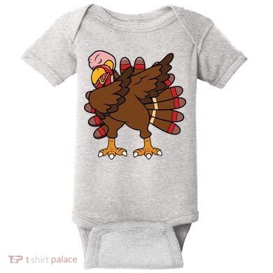 Turkey Dab Thanksgiving Funny Baby Bodysuit