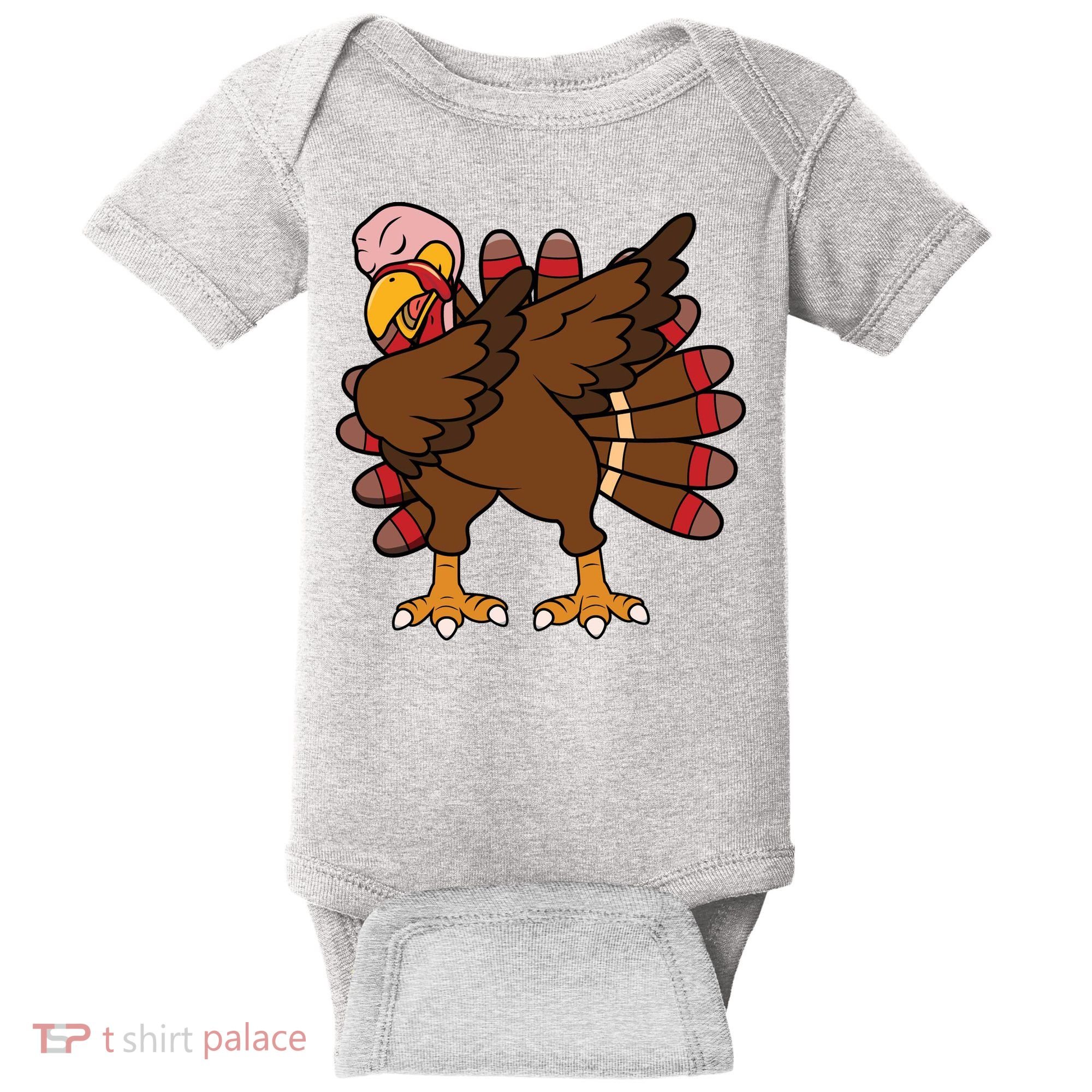 Turkey Dab Thanksgiving Funny Baby Bodysuit