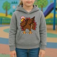 Turkey Dab Thanksgiving Funny Kids Hoodie thumb 3