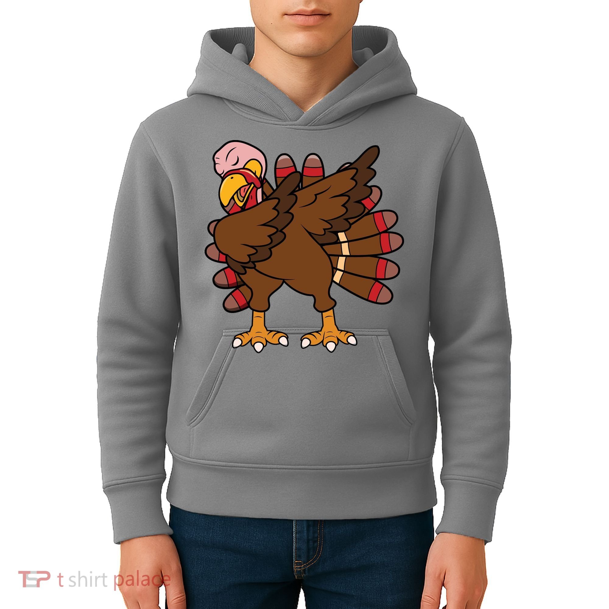 Turkey Dab Thanksgiving Funny Kids Hoodie
