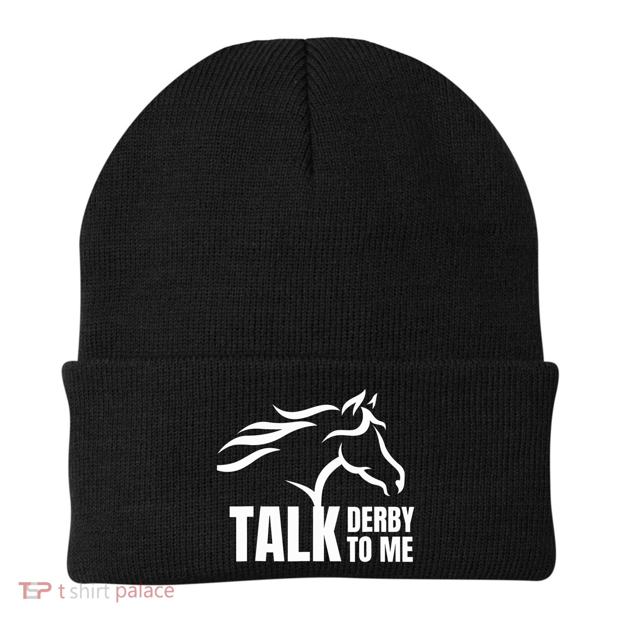 Talk Derby To Me Funny Horse Racing Gift. Beanie