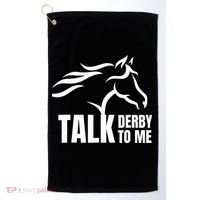 Talk Derby To Me Funny Horse Racing Gift. Golf Towel thumb 0
