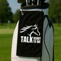 Talk Derby To Me Funny Horse Racing Gift. Golf Towel thumb 2