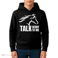 Talk Derby To Me Funny Horse Racing Gift. Kids Hoodie thumb 4