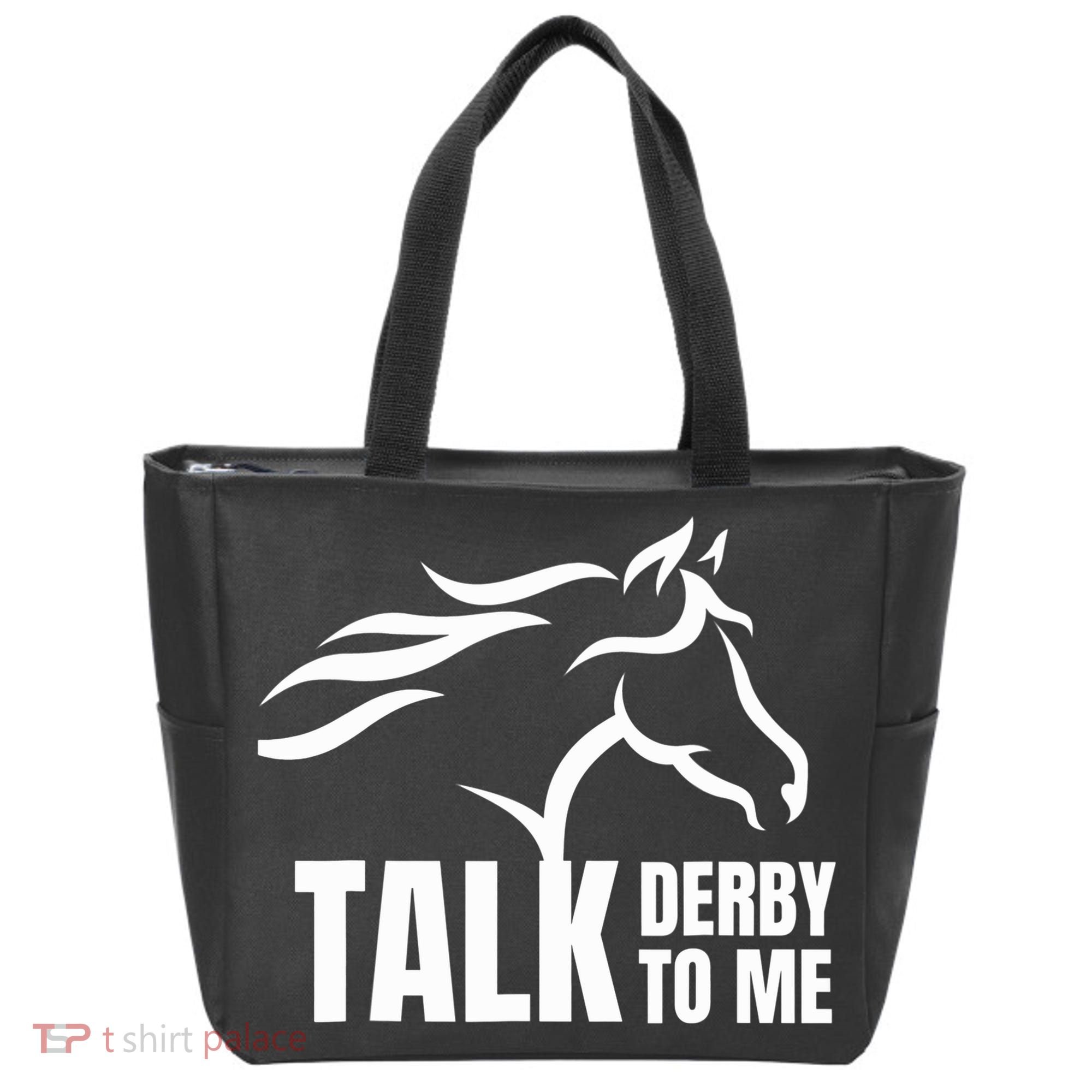Talk Derby To Me Funny Horse Racing Gift. Tote Bag