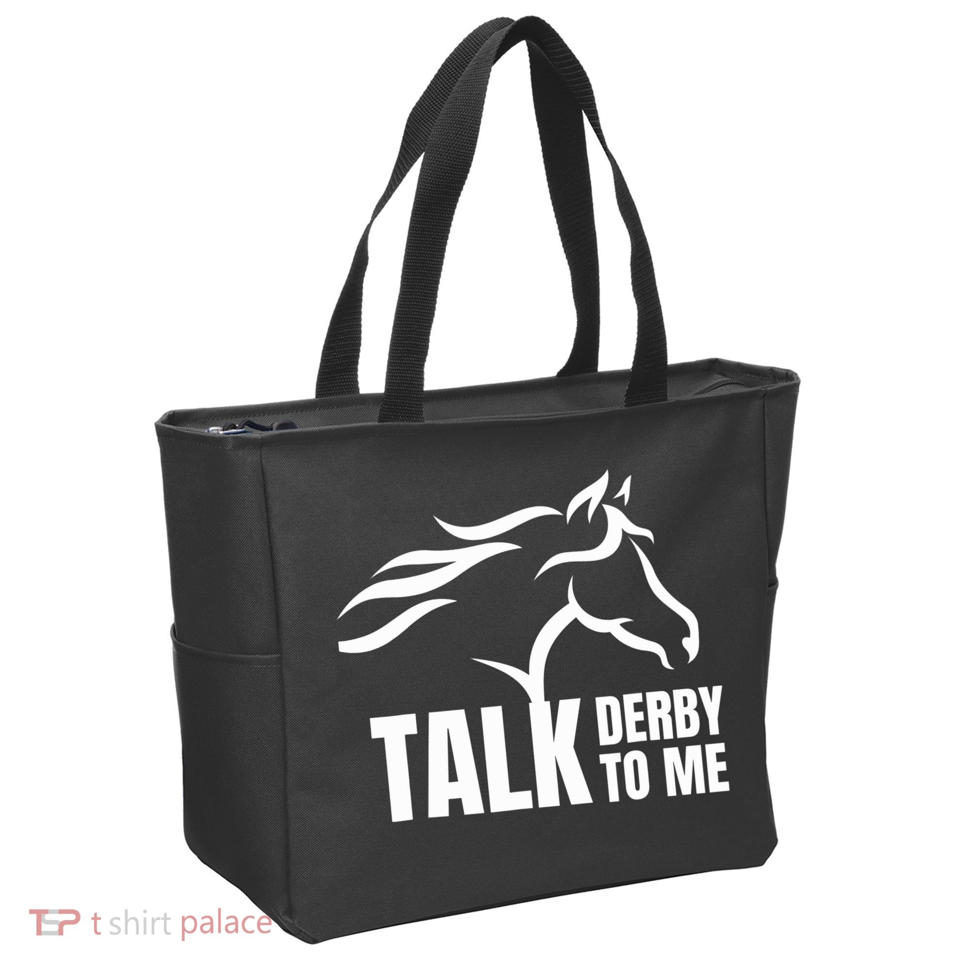 Talk Derby To Me Funny Horse Racing Gift. Tote Bag