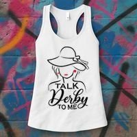 Talk Derby To Me Funny Derby Party Horse Racing Fans  Women's Tank Top thumb 3