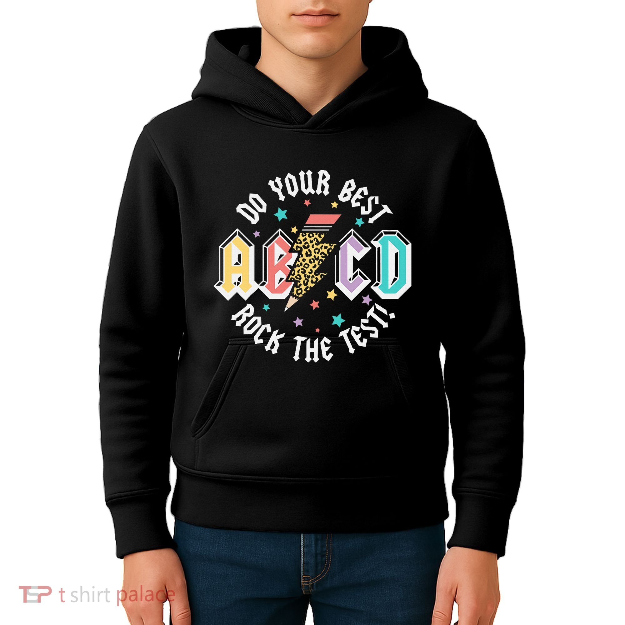 Test Day Teachers Boy Girl Abcd Rock The Test Testing Day Kids Hoodie