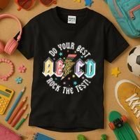 Test Day Teachers Boy Girl Abcd Rock The Test Testing Day Kids T-Shirt thumb 3
