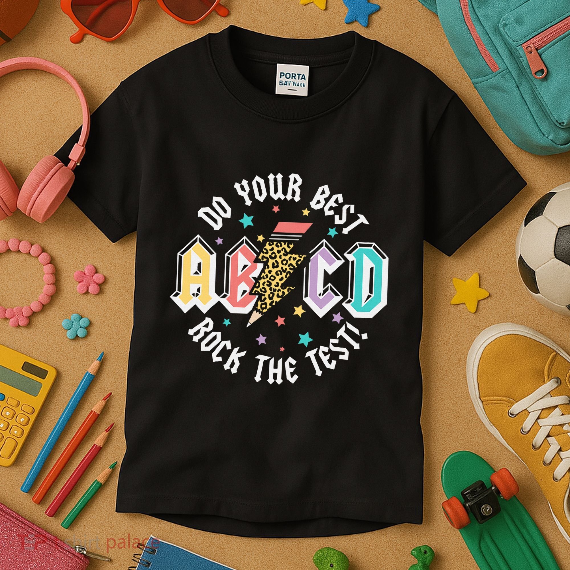 Test Day Teachers Boy Girl Abcd Rock The Test Testing Day Kids T-Shirt
