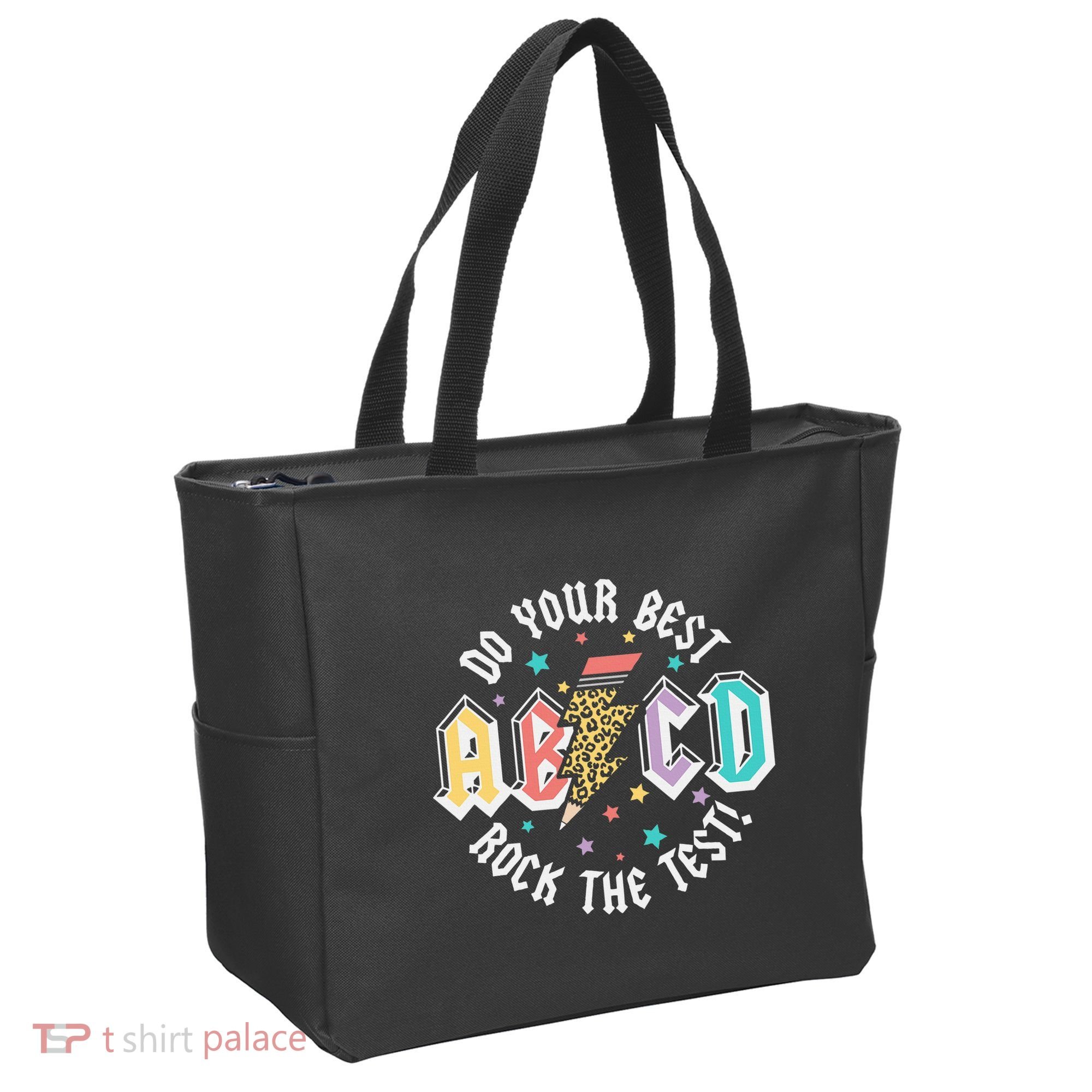 Test Day Teachers Boy Girl Abcd Rock The Test Testing Day Tote Bag