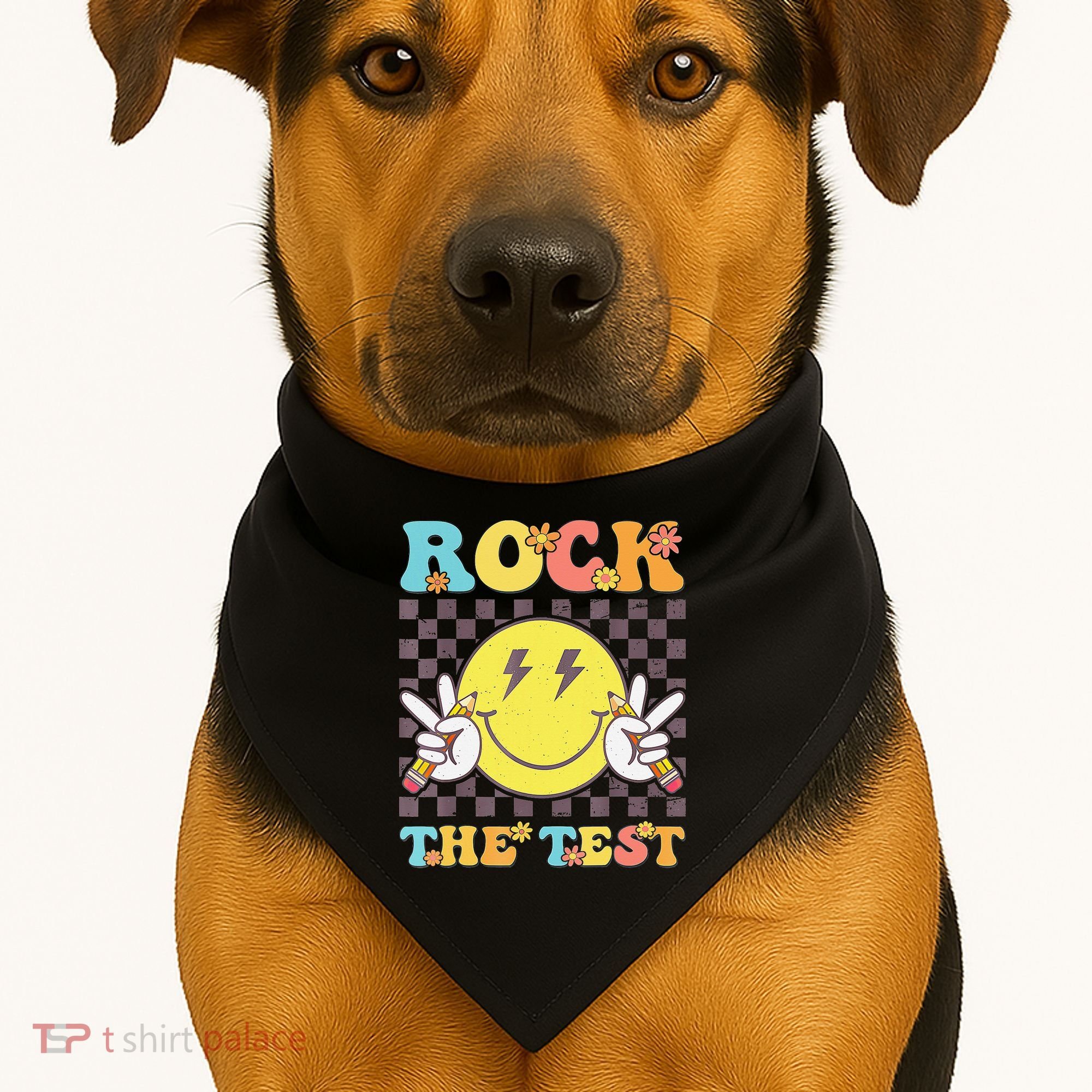 Testing Day Teacher Student Motivational Rock The Test USA-Made Doggie Bandana