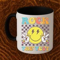 Testing Day Teacher Student Motivational Rock The Test Coffee Mug thumb 2