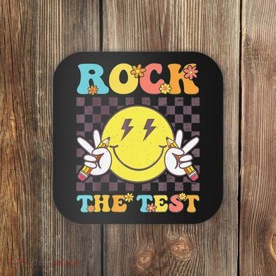 Testing Day Teacher Student Motivational Rock The Test Coaster