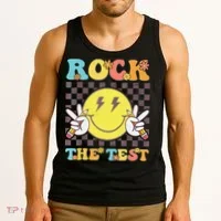 Testing Day Teacher Student Motivational Rock The Test Tank Top thumb 3