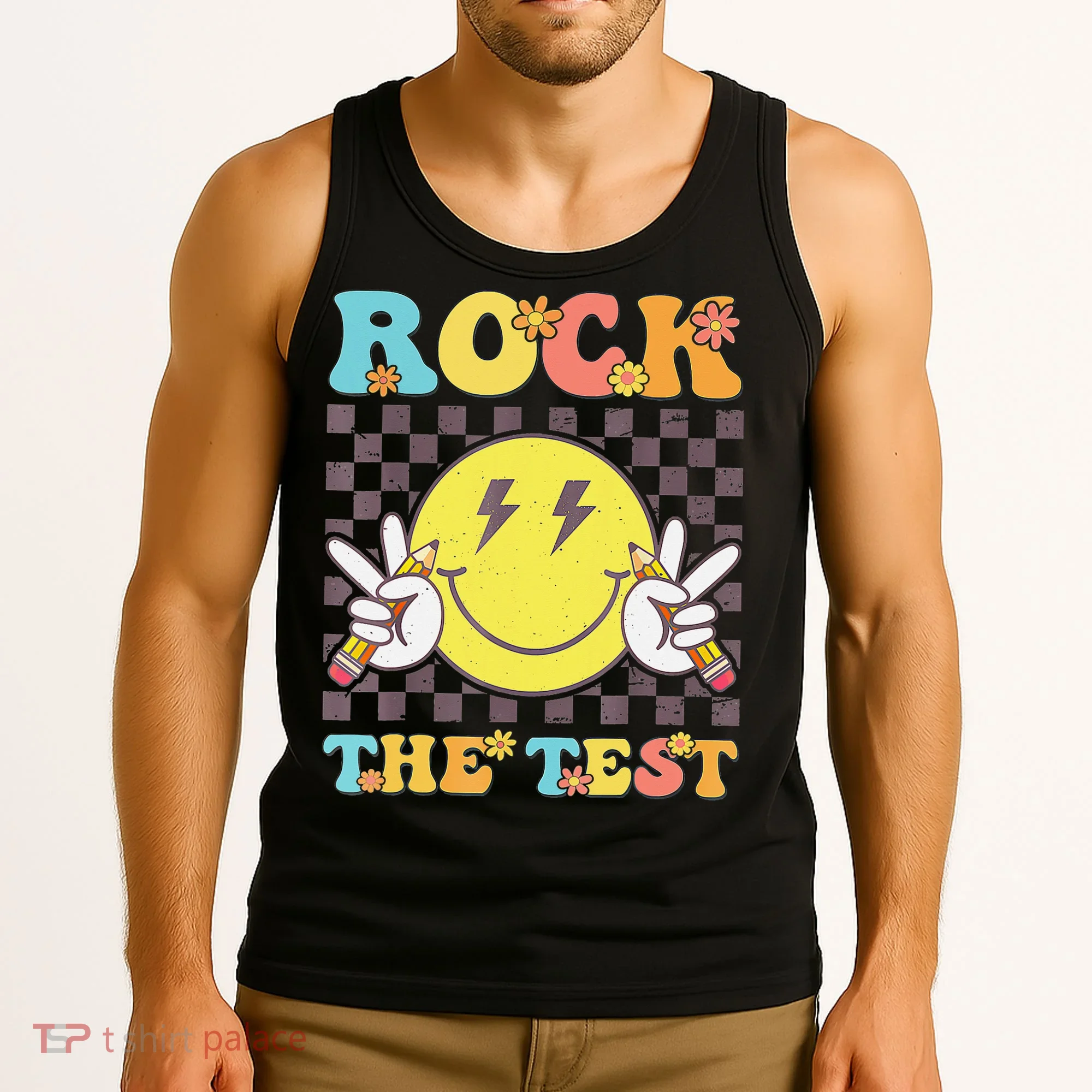 Testing Day Teacher Student Motivational Rock The Test Tank Top