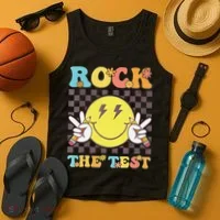 Testing Day Teacher Student Motivational Rock The Test Tank Top thumb 4