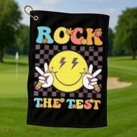 Testing Day Teacher Student Motivational Rock The Test Golf Towel thumb 1