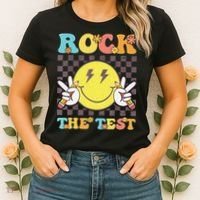 Testing Day Teacher Student Motivational Rock The Test Women's T-Shirt thumb 2