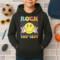 Testing Day Teacher Student Motivational Rock The Test Kids Hoodie thumb 2