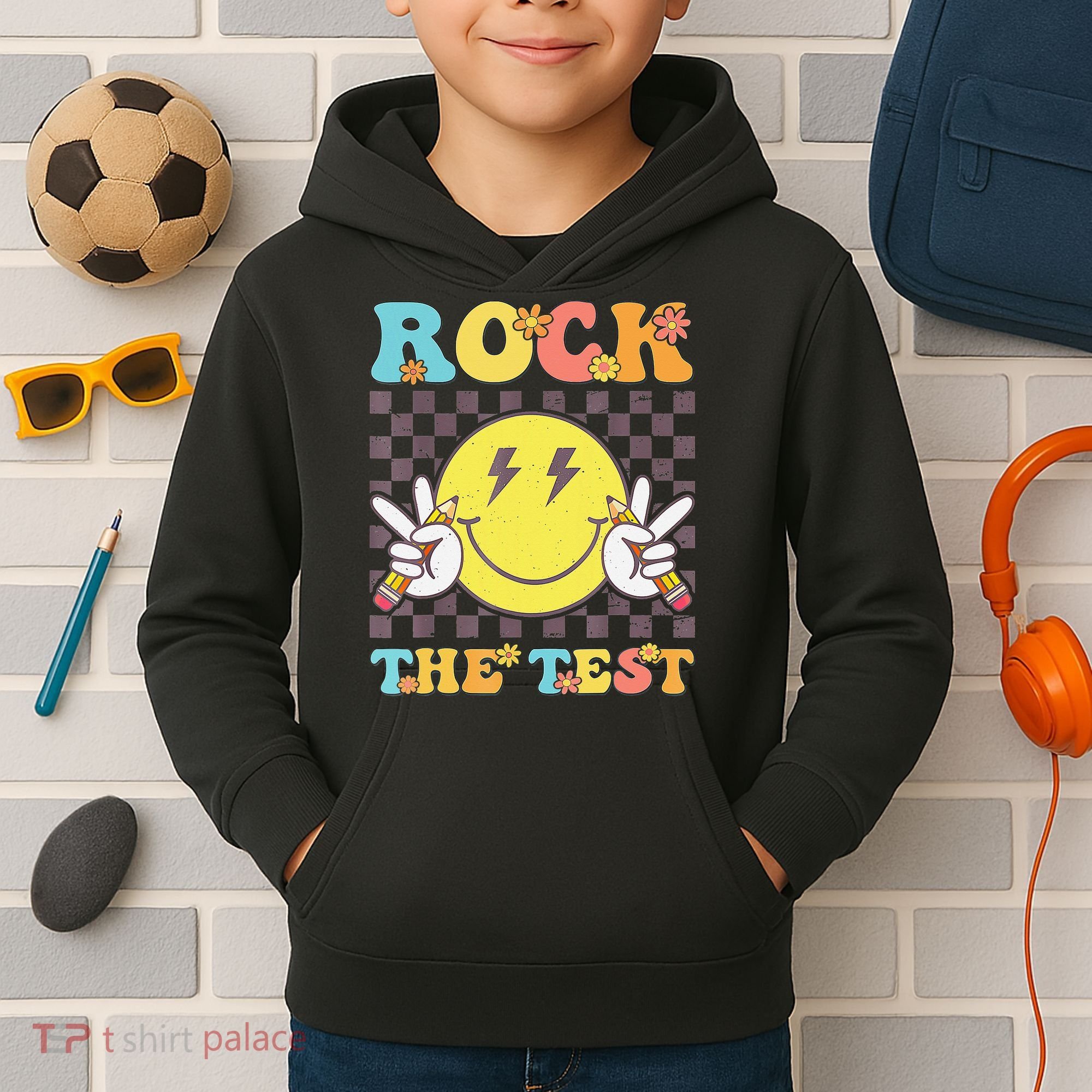 Testing Day Teacher Student Motivational Rock The Test Kids Hoodie