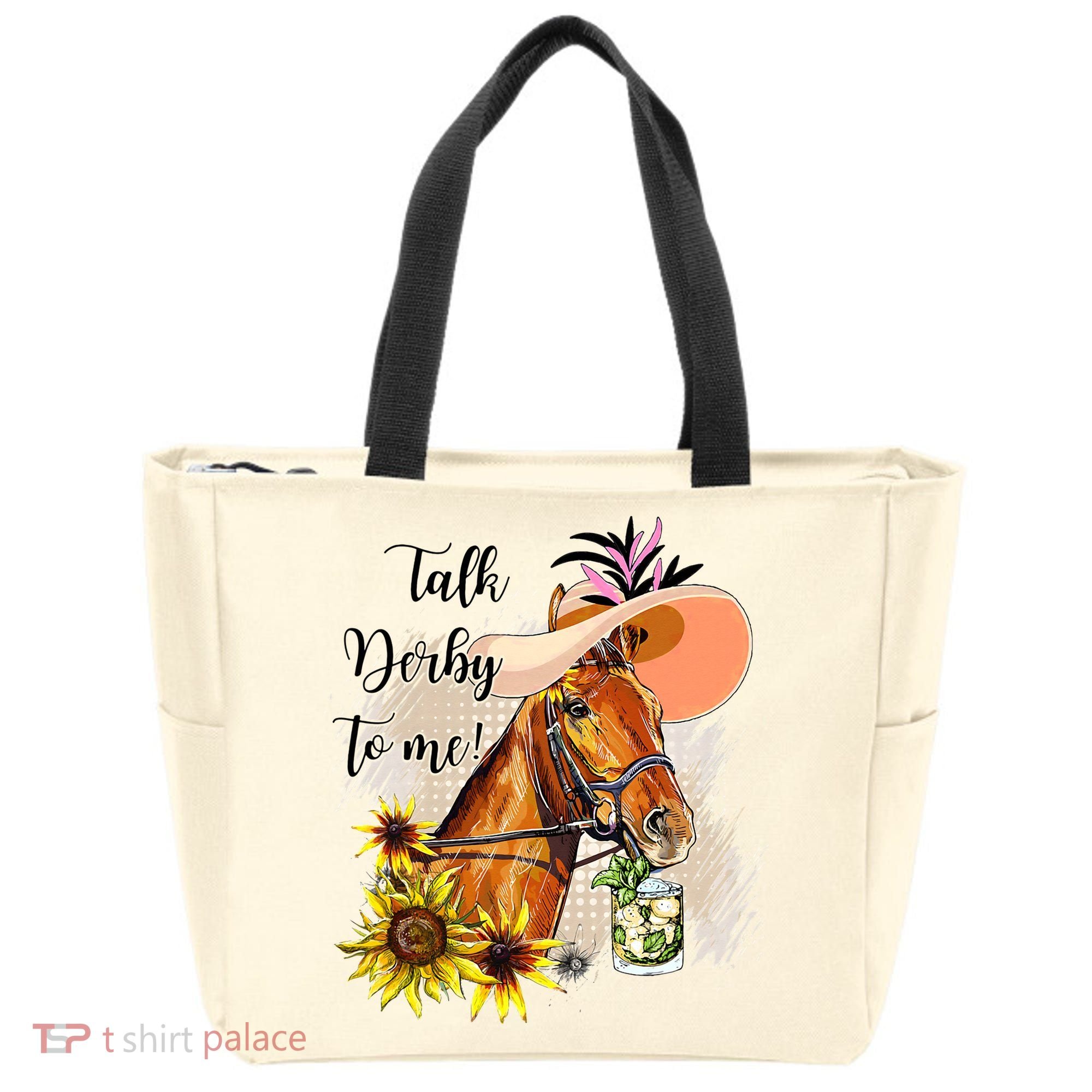 Talk Derby To Me Sunflower Horse Racing Tote Bag