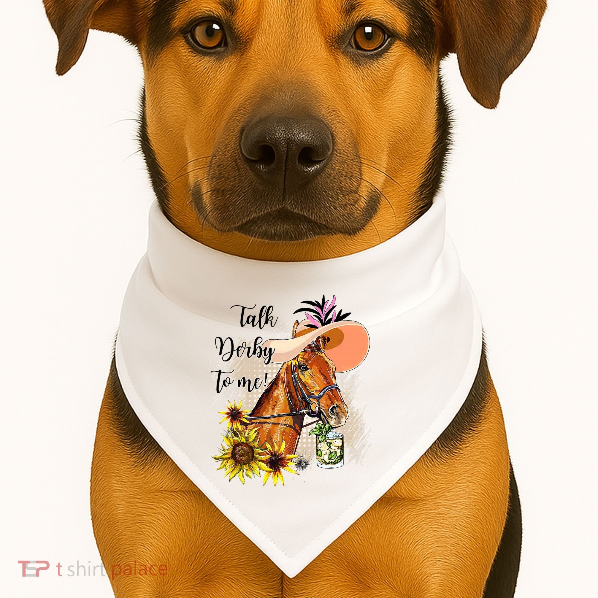 Talk Derby To Me Sunflower Horse Racing USA-Made Doggie Bandana