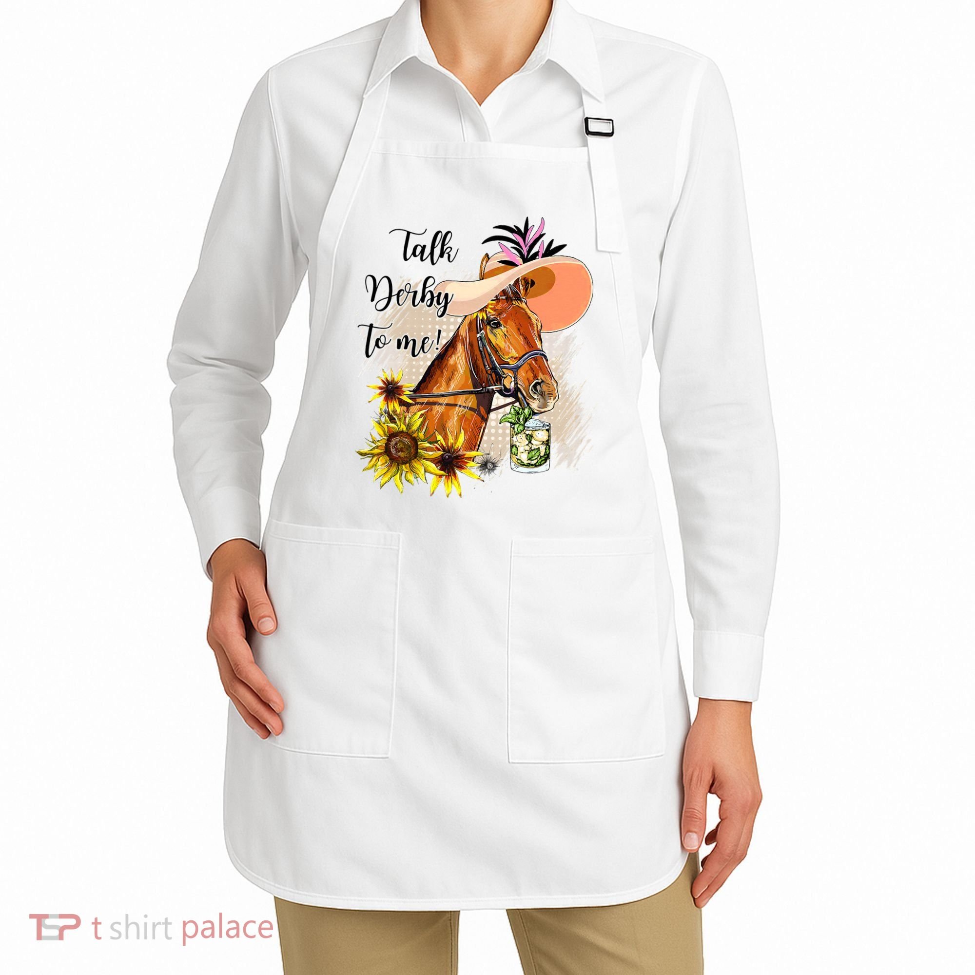 Talk Derby To Me Sunflower Horse Racing Apron