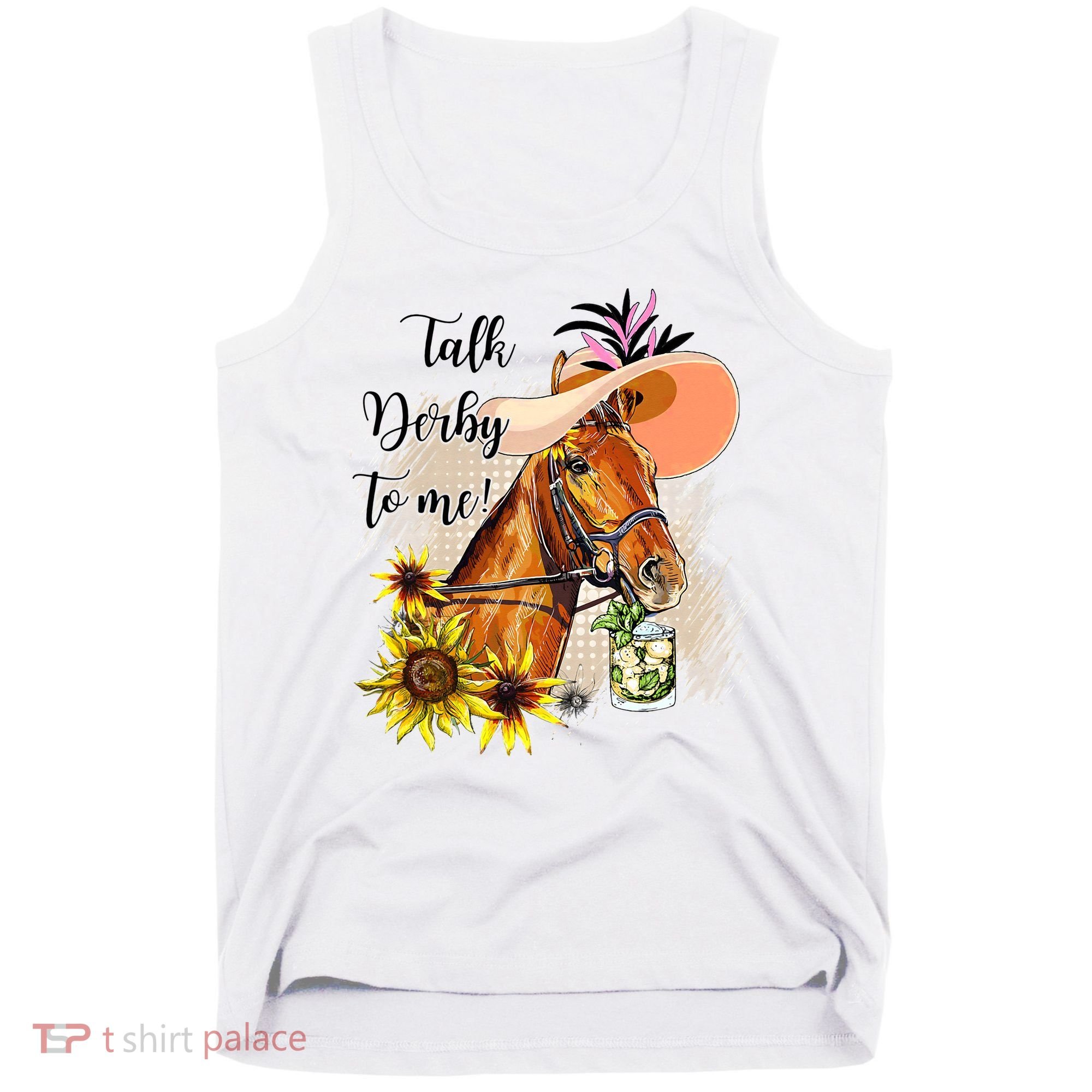 Talk Derby To Me Sunflower Horse Racing Tank Top