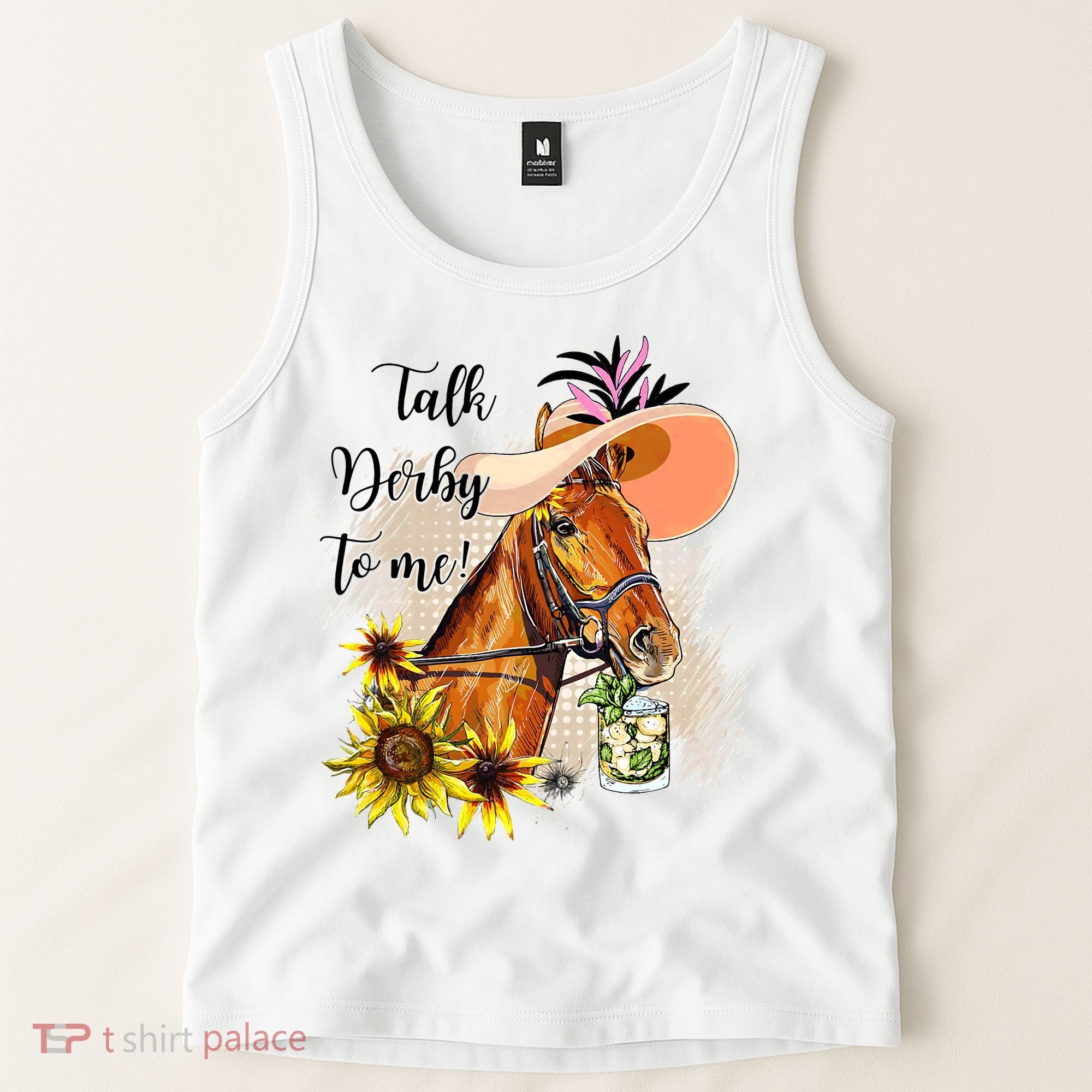 Talk Derby To Me Sunflower Horse Racing Tank Top