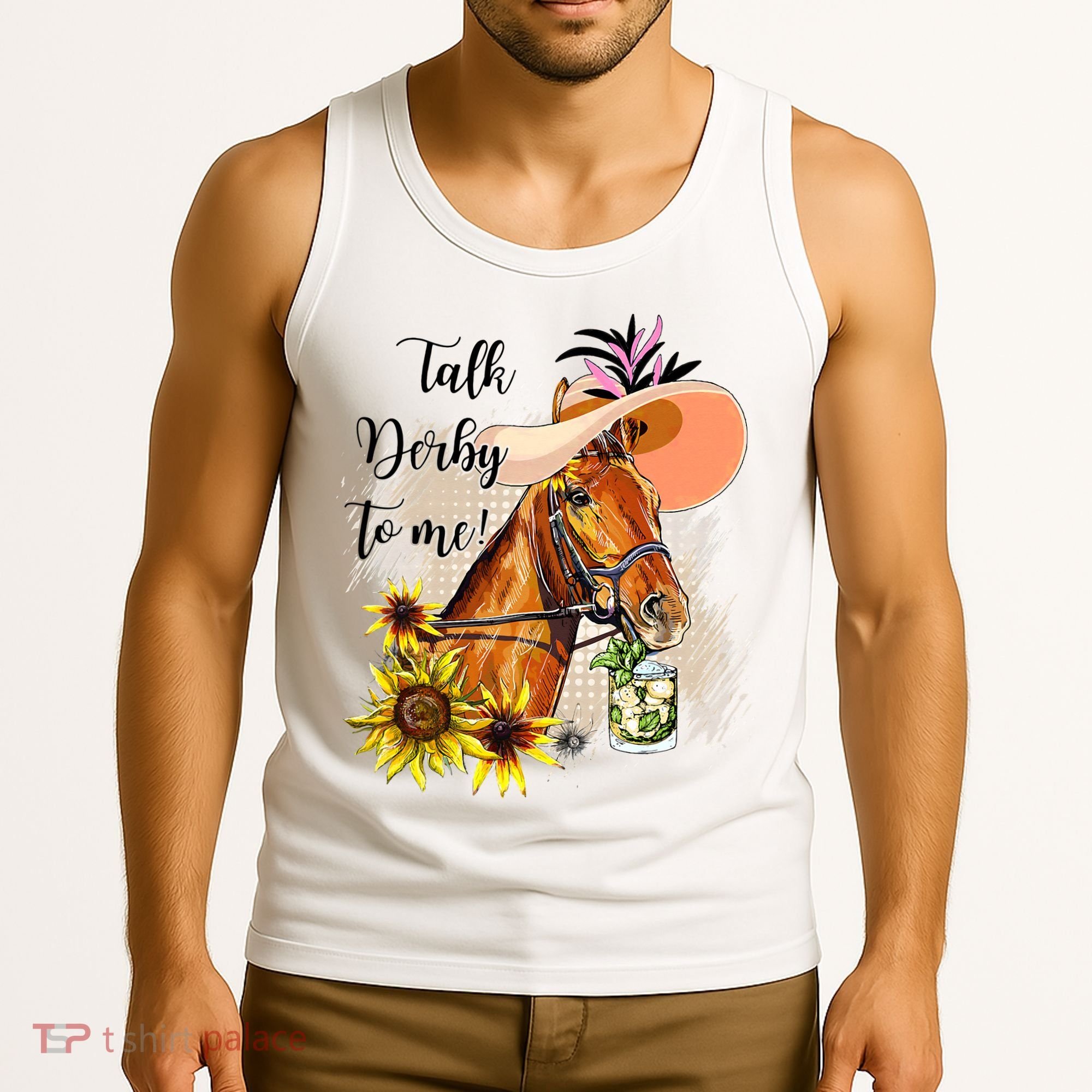 Talk Derby To Me Sunflower Horse Racing Tank Top