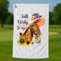 Talk Derby To Me Sunflower Horse Racing Golf Towel thumb 1